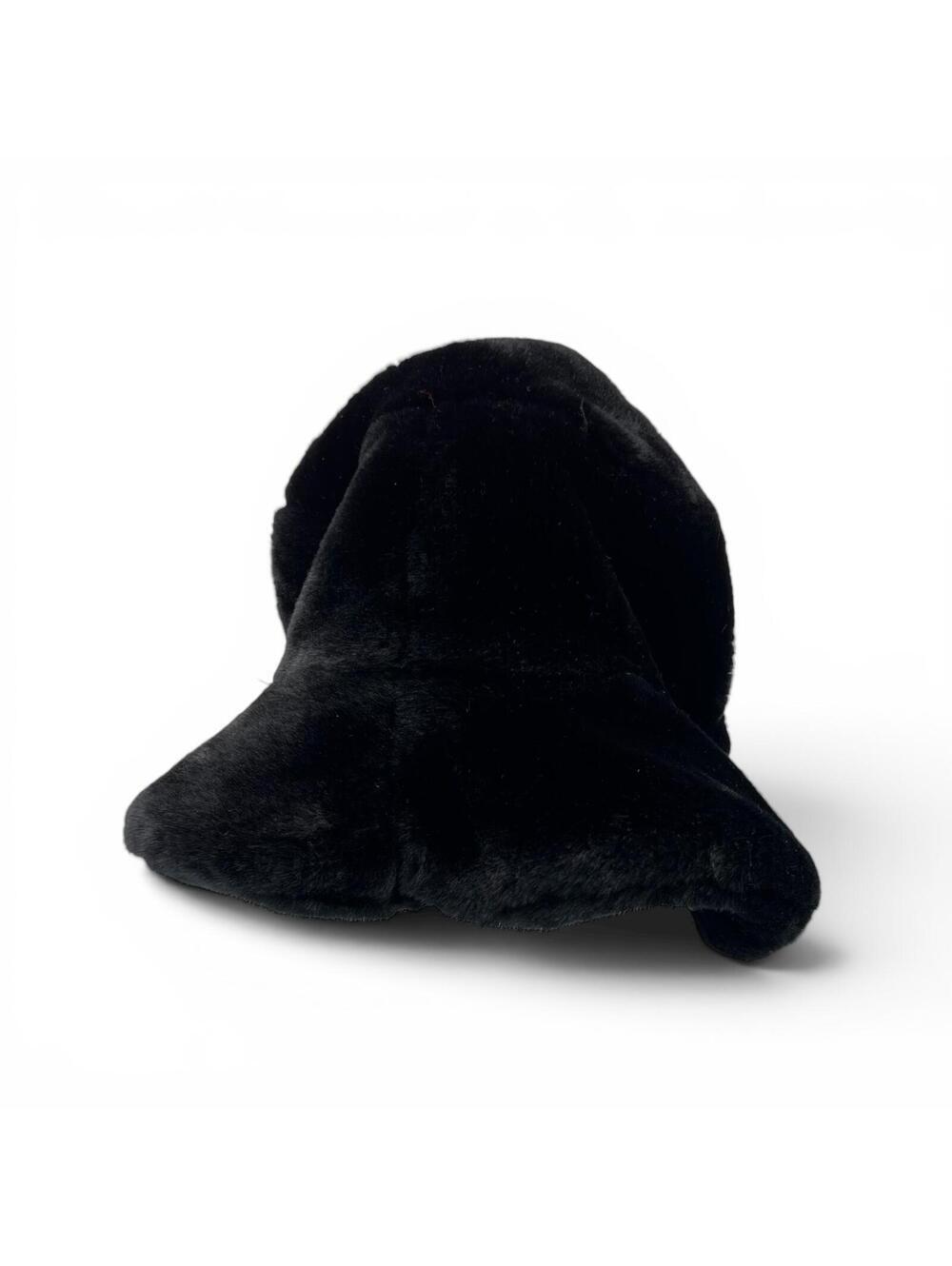 Vintage Y2K Liz Claiborne Black Faux Fur Bucket Hat